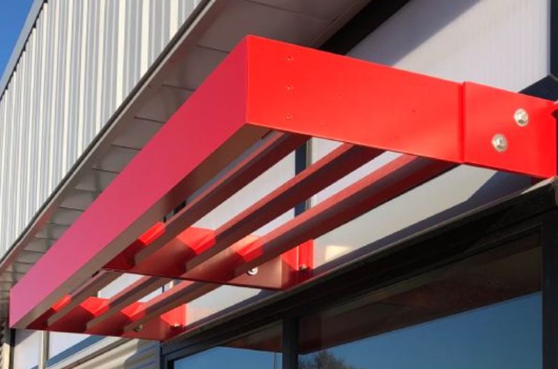 louvered metal canopy