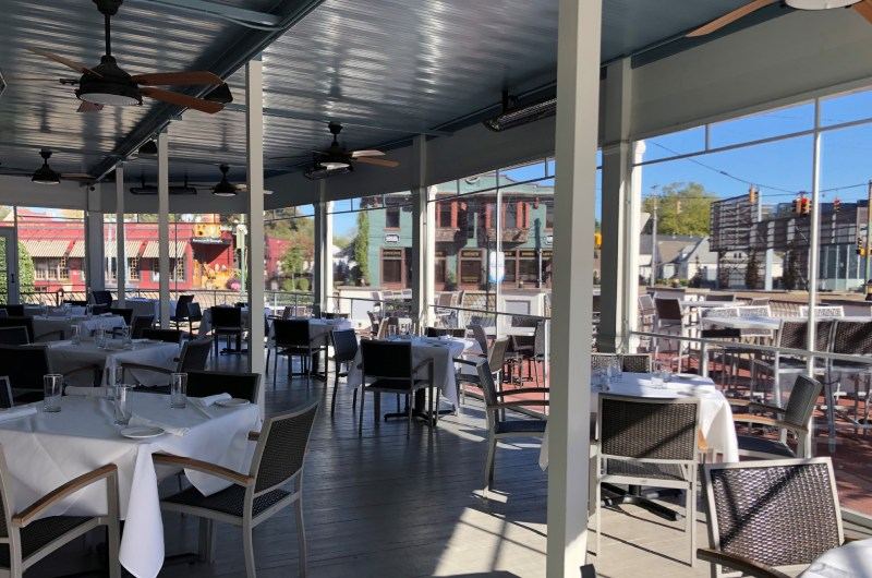 Clear fabric panels at restaurant