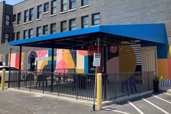 Stationary canopy outdoor dining