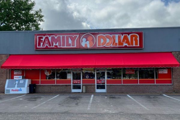red commercial fabric storefront awning
